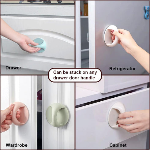 Self-Stick Instant Cabinet Drawer Handles Pulls - 4pcs PC material Push Pull Handles Helper with Adhesive Door Handle for Kitchen, Window Sliding ...
