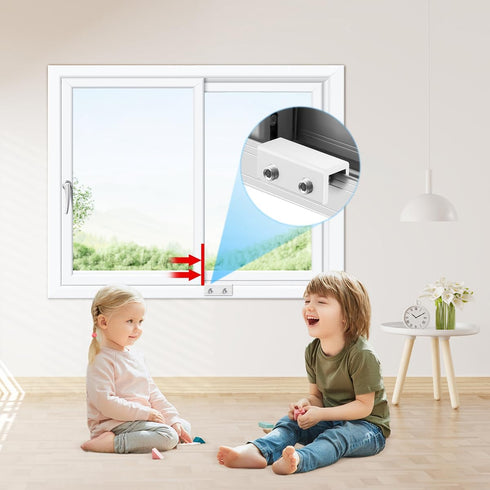 Window Locks 6 Sets, BEoffer Sliding Security Window Locks with Keys for Vertical and Horizontal Windows, No-Drill Install, Adjustable Aluminum Wi...