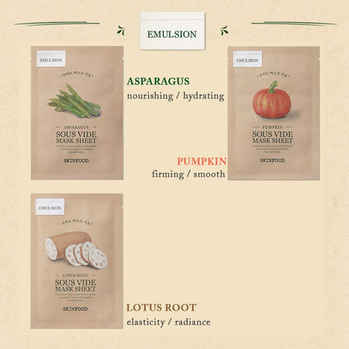 SKINFOOD SOUS VIDE Sheet Masks for Face - 10 Packets of Food Intensive Moisturizing and Nourishing Skin - Facial Mask Sheet Combo, Vegan Skincare ...