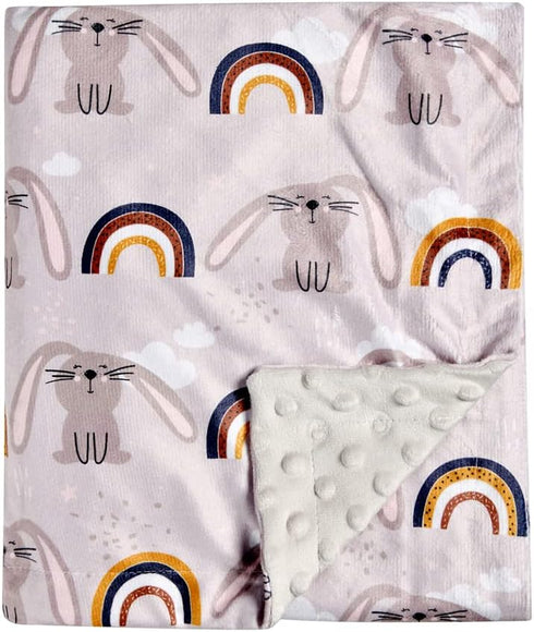 Baby Blanket Super Soft Minky Blanket Cute Rabbit Blanket with Dotted Backing for Newborns Nursery Stroller Receiving Toddlers Crib Bedding for Bo...