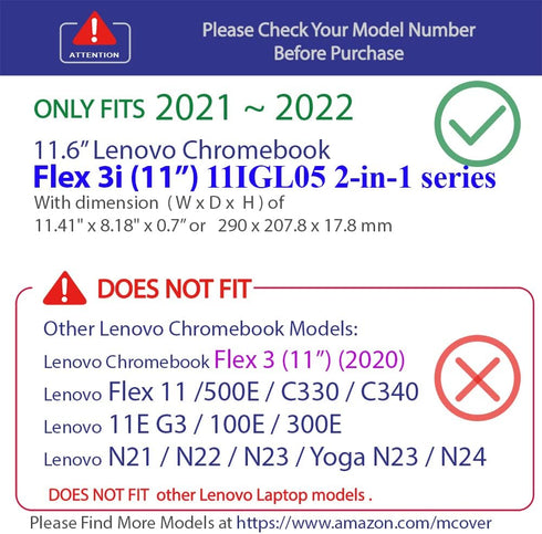 mCover Case Compatible with 2021~2022 11.6" Lenovo Flex 3i 11IGL05 2-in-1 Chromebook Laptop ONLY (NOT Fitting Any Other Lenovo Models) - Black...