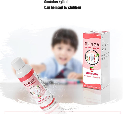 Plaque Disclosing Agent, 60ml Dental Plaque Indicator with Scale Cup, Oral Tartar Test Examination for Kids or Adults Teeth, Plaque Identifying, C...