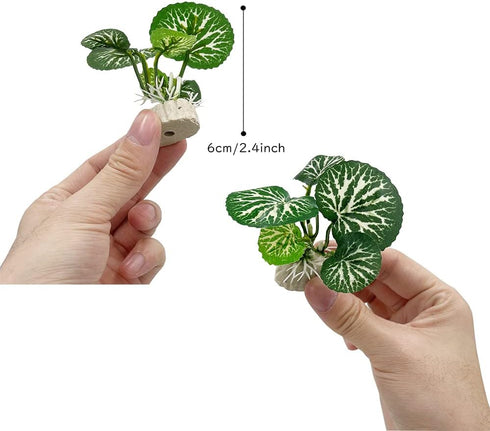 Smoothedo-Pets Aquarium Plants Fish Tank Decorations 6inch Plastic Artificial Plant Goldfish Waterscape Betta Fish Hides/Rest (Leafs/Stone Cave)...