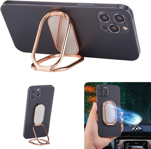 Phone Ring Holder Finger Kickstand Foldable Cellphone Stand 360° Degree Rotation Metal Ring Grip Holder for Magnetic Car Mount Compatible with iPh...