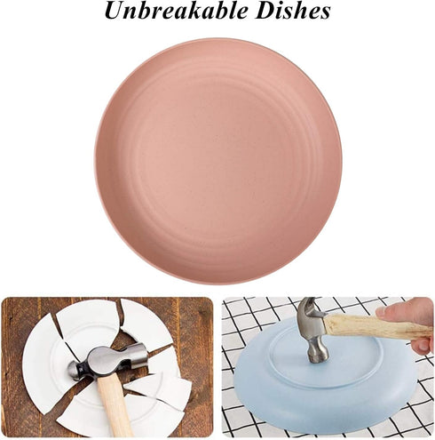 Wheat Straw Plates Lightweight Unbreakable Dinner Dishes Plates Set Dishwasher & Microwave Safe (Large 4 Pack 8')...
