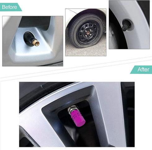 4 PCS Tire Stem Valve Caps Wheel Valve Covers Car Dustproof Tire Cap, Leak-Proof Air Protection Fits Cars, Trucks, Bikes, Motorcycles, Bicycles, H...