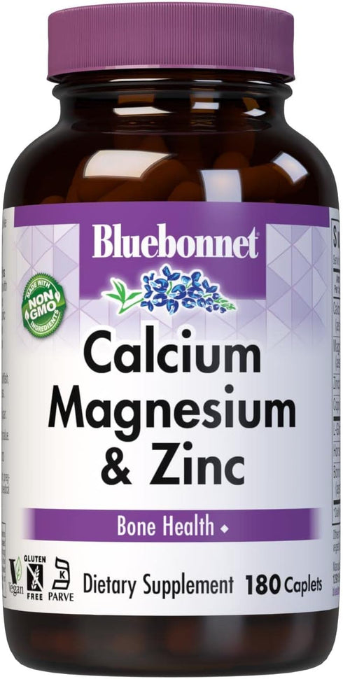 BlueBonnet Calcium Magnesium Zinc Caplets, 180 Count...