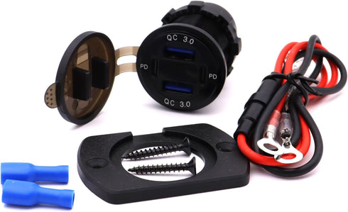 USB C Car Charger Socket, Super Fast Car Power Socket 2PD+2QC 3.0 Car USB Port Dual PD 3.0 Dual QC 3.0 for Car Marine Boat Bus Truck Golf Cart RV....