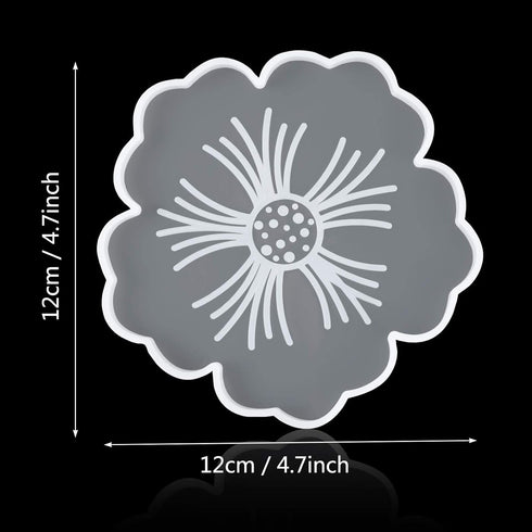 CCOZN 4 PCS Flower Silicone Coaster Molds for Epoxy Resin - Agate Cup Mat Mold for Resin Casting - DIY Craft Making...