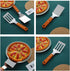 2 PCS Metal Spatula for Cast Iron Skillet, Stainless Steel Grill Spatula Slotted Spatula Turner Fish Spatula with Wood Handle, Flat Top Grill Spat...