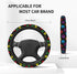 Paw Print Steering Wheel Cover Anti-Slip and Practical 14.5-15 Inch Universal Car Steering Wheel Cover with 2 Pieces Car Coasters Suitable for Men...