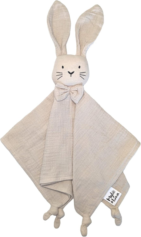Mylo & Luna - Baby Security Blanket/Baby Lovey | Breathable and Soft Organic Cotton Muslin | Gender Neutral | Cuddle Bunny (Sand Color)...