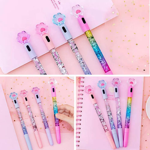 8 Pcs Cute Pens Kawaii Pens Fun Pens, 0.5mm Cat Paw Shiny Luminous Ballpoint Pens, Korean Japanese Stationery School Supplies for Teen Girls Women...