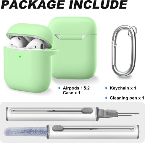 for AirPods Case Cover, Come with Cleaner Kit, Soft Silicone Protective Cover for Women Men Compatible with Apple AirPods 2nd 1st Generation Charg...
