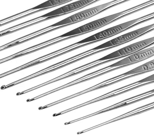12 PCS Crochet Hooks Set Steel, Small Size Latch Hook Crochet Needle 0.6 mm to 1.9 mm Sweater Scarf Clothing Knitting Crochet Tool......