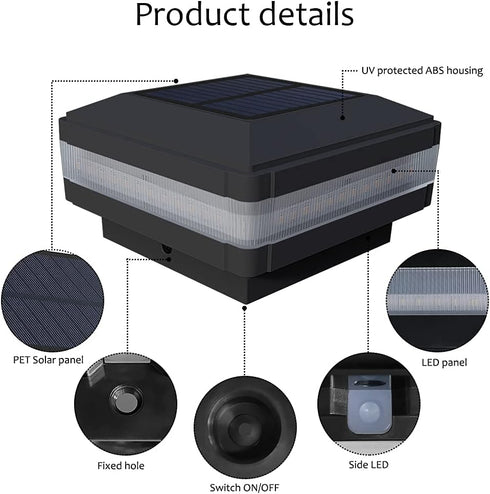 INDARUN 4x4 Solar Post Cap Led Lights Outdoor Fit 4x4 5x5 6x6 Wooden Posts, Fence Deck Post Lights Solar Powered Waterproof Landscape Lighting 650...