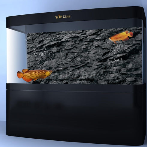 VIP. LINE 3D Effect Black Stone Texture Aquarium Background Poster Fish Tank Backdrop Decorations PVC Background (36" x 12"/ 91 x 30cm)...