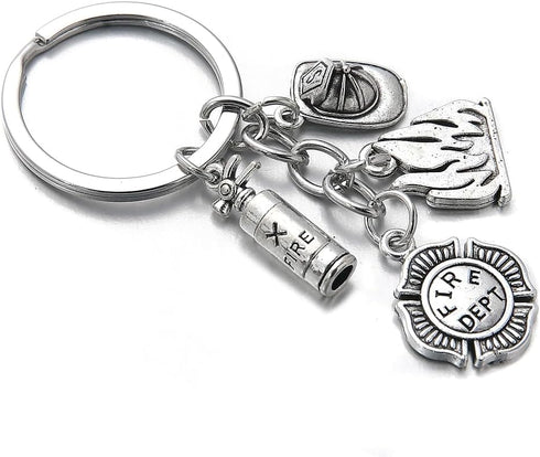 PHAETON 20PCS Fire Extinguisher Hat Keychain Fire Fighter Gift Firefighter Keychain Safety Helmet Pendant Keychain Car Ornament Keychain Pendant F...