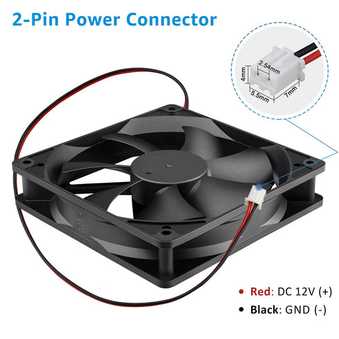 GDSTIME Dual Ball Bearings 120mm x 120mm x 25mm 5 inch 12v Brushless DC Cooling Exhaust Fan, For Desktop...