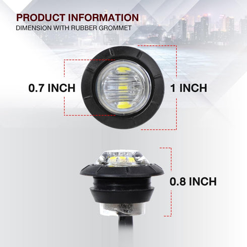 (Pack of 20) TMH 3/4 Inch Mount White LED Clearance Bullet Marker lights, Side LED marker lights for trailer Truck RV Car Bus Van...