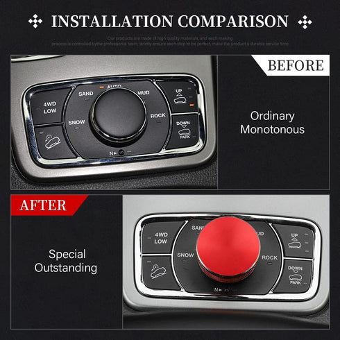 LECART for Jeep Grand Cherokee Accessories 2014-2021 Central Multimedia 4WD Switch Knob Cover Aluminum Alloy Red 1 Pack...