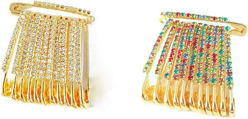 Golden Color and Multicolored Stones Safety pin Set of 24...