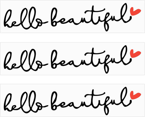 3pcs Hello Beautiful Rear View Mirror Decals, Rearview Mirror Stickers with Heart Positive Affirmation Car Mirror Stickers for Vanity Water Bottle...