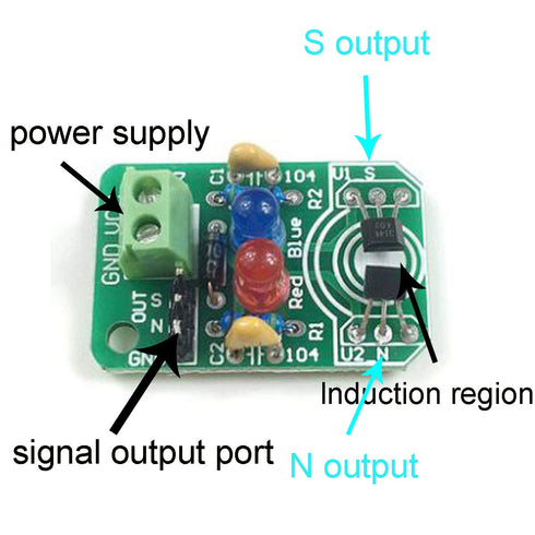 DC 4.5-24V Hall Magnetic Induction Module Electronics Module Parts Magnetic Induction Sensor South and North Pole Detection Resolver for Home, Off...