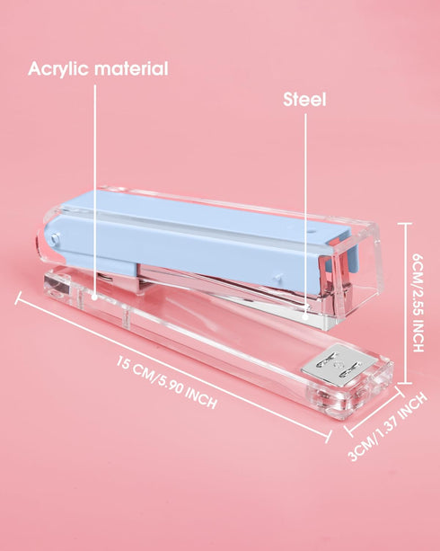 Clear Acrylic Stapler, Desktop Stapler, Office Stapler, Elegant Modern Desk Accessory for The Desk at Home, Office, or School?Macaron Blue?...