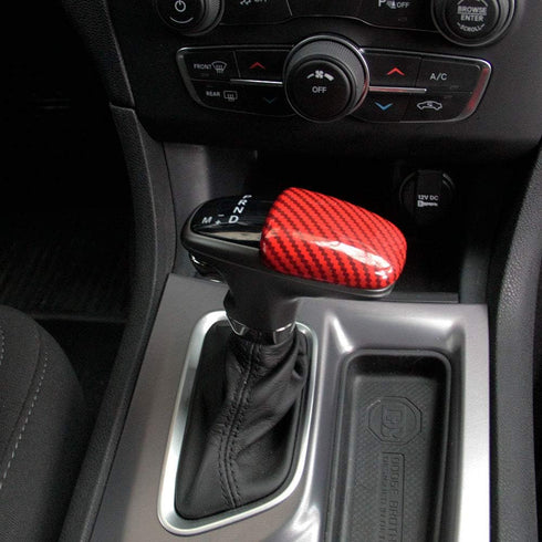 crosselec Carbon Fiber Gear Shift Knob Cover Sticker Head Trim for dodge Charger 2015+ (Red)...