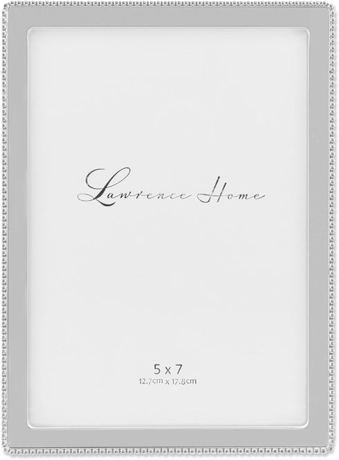 Lawrence Frames Metal Picture Frame with Delicate Outer Border of Beads, Silver, 5x7...