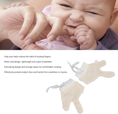Toddler Finger Guard,Thumb Sucking Stop for Kids,Baby Mittens Mesh Hand Gloves with Drawstring Scratch, Unisex for Infants Newborns Boys Girls(M)...