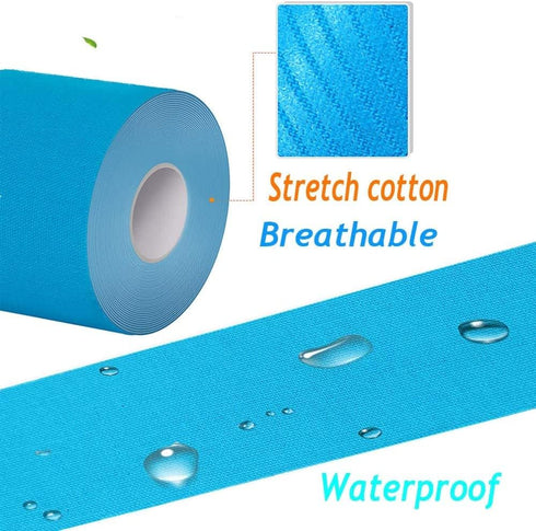 2 Rolls Waterproof Breathable Kinesiology Tape, Athletic Elastic Kneepad Muscle Pain Relief Knee Taping for Gym Fitness Running Tennis Swimming (B...