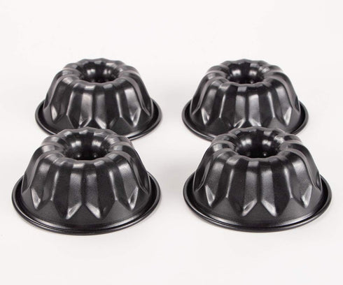 Webake 4 Inch Mini Fluted Tube Pans Nonstick Bakeware Set of 4 for Bundtlette, Angel Food Cake, Kugelhopf, Brownie...