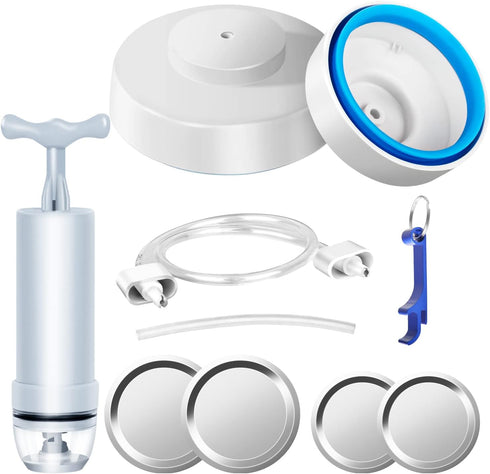 Mason Jar Vacuum Sealer Kit with Accessory Hose for Wide and Regular Mouth Jars, Manual Portable Vacuum Pump and Lid Opener...