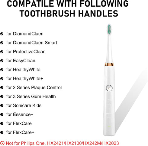 Toothbrush Heads for Philips Sonicare Replacement Brush Heads with Protective Cover Soft Dupont Bristles Electric Toothbrush Replacement Heads for...