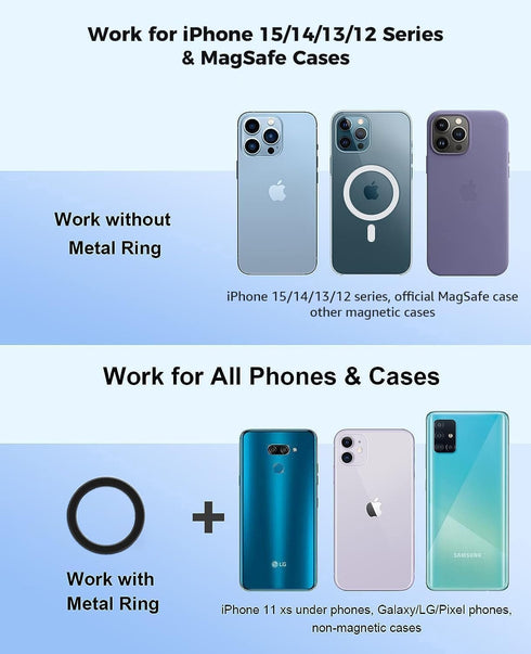 ?2024 Upgraded? Mag Safe Phone Ring Holder, SUPERONE Adjustable Magnetic Kickstand & Removable Phone Grip Compatible with iPhone 15 & 14 & 13 & 12...