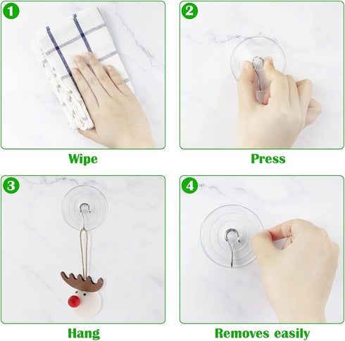 HangerSpace Suction Cup Hooks, 2.5 Inches Clear Suction Cups with Metal Hooks Large Suction Cup for Kitchen Bathroom Shower Wall Window Door - 8 P...