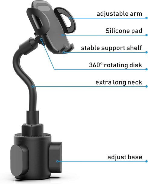 Cup Car Phone Holder for Car, Car Cup Holder Phone Mount, Universal Adjustable Gooseneck Cup Holder Cradle Car Mount for Cell Phone iPhone,Samsung...