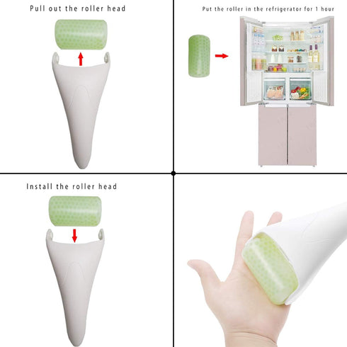 3 in 1 Ficial Face Ice Jade Roller and Gua Sha Tool, Natural Real Jade Anti-Wrinkle Face Eye Neck Massager Tool, Reduce Wrinkles, Puffiness, Migra...