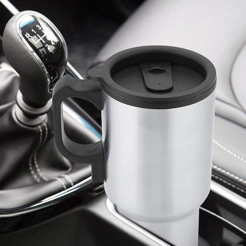 Car Kettle,Car Heating Cup,12v 450ml Stainless Steel Travel Mug Car Heating Cup, Fast Travel Heating Cup with Lid, Spill Proof, Electric Cup for H...