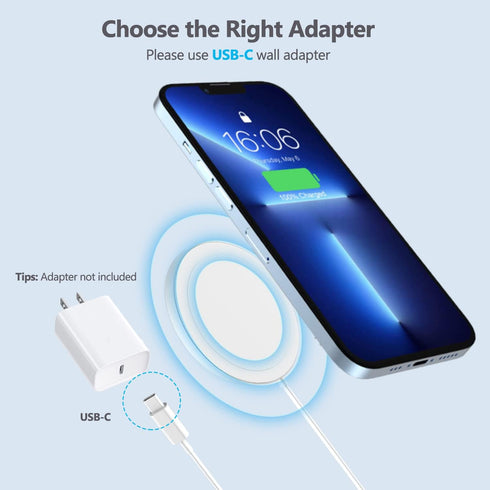 Magnetic Wireless Charger, 15W Max Fast Charging Pad Compatible with MagSafe Charger for iPhone 14/14 Pro/14 Plus/14 Pro Max, iPhone 13/13 Pro/13 ...