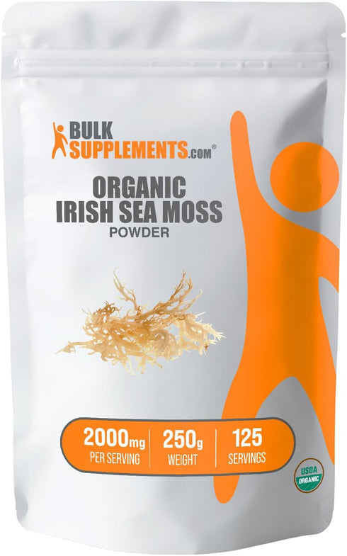 BulkSupplements.com Organic Irish Sea Moss Powder - Sea Moss Supplement, Irish Sea Moss Organic, Organic Sea Moss Powder - Vegan & Gluten Free, 20...