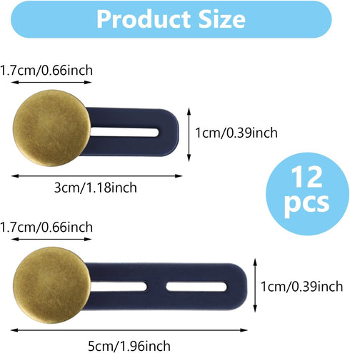 12Pcs Button Extenders for Jeans, Waist Pant Button Extenders No Sew Instant Waistband Extender Buttons Adjustable Metal Silicone Waist Extenders ...