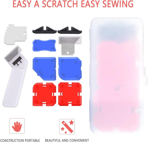 11 Piece Set ?Professional Caulking Tool Kit with Sealant Finishing Tools?Easy Silicone Caulking with Guides?Caulk Removal Tools and Fill Removal ...