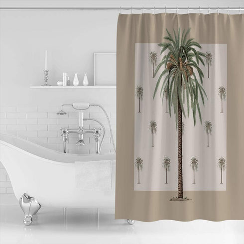 Palm Tree Shower Curtain Set with Hook 36" x 72",Tropical Summer Beach Plant Leaves Washable Cloth Polyester Fabric Shower+Curtain,Waterproof Bath...