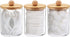 Tbestmax 10 Oz Cotton Swab/Ball/Pad Holder, Qtip Apothecary Jar, Clear Bathroom Containers Dispenser for Storage 3 Pack Wood Lids...