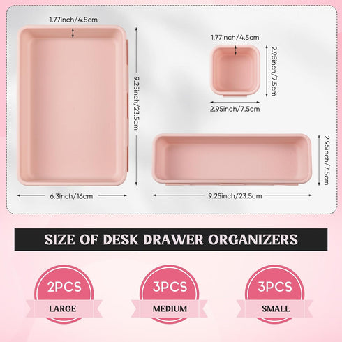 8 Pcs Drawer Organizer with Non Slip Pads Plastic Drawer Organizer Trays Makeup Storage Bins Drawer Organization for Jewelries Cosmetics Bathroom ...