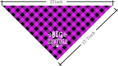 Dog Bandana, Big Brother Dog Bandana, Dog Scarf Plaid Printing, Dog Scarf Accessories, Dog Bandana Pet Scarf, Pet Plaid Scarf Gender Reveal Access...