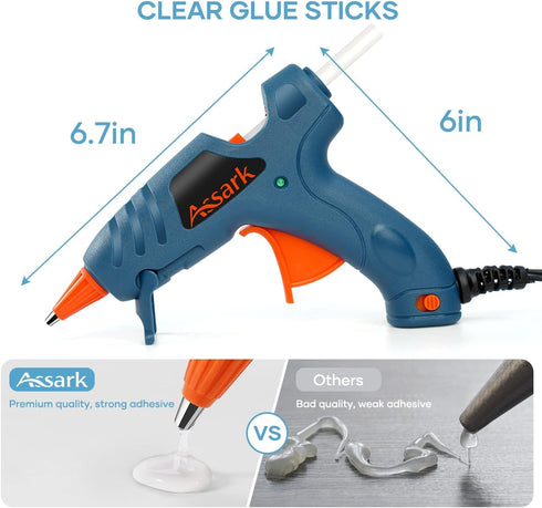 Glue Gun, Fireproof Mini Hot Glue Gun Kit with 30 Glue Sticks for School Crafts DIY Arts Quick Home Repairs, 20W (Green)...